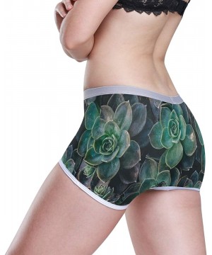 Panties Boyshort Panties Women's St Patrick's Day Shamrock Soft Underwear Briefs - Succulent Plants Floral - CA18SXII5CE