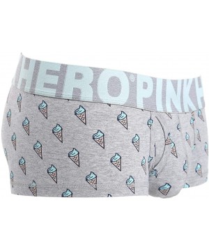 Boxer Briefs Pink Heroes Men's Boxer Brief Cotton Underpants Striped Sexy Briefs Shorts Underwear - Gray - C418TKMQK8O