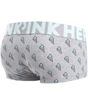 Boxer Briefs Pink Heroes Men's Boxer Brief Cotton Underpants Striped Sexy Briefs Shorts Underwear - Gray - C418TKMQK8O