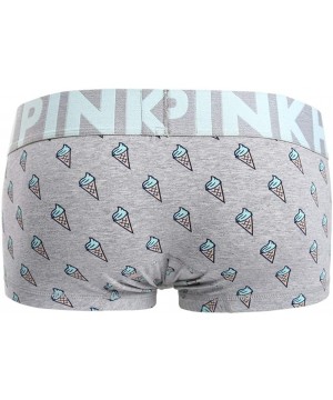 Boxer Briefs Pink Heroes Men's Boxer Brief Cotton Underpants Striped Sexy Briefs Shorts Underwear - Gray - C418TKMQK8O