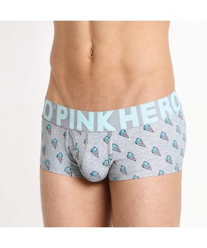 Boxer Briefs Pink Heroes Men's Boxer Brief Cotton Underpants Striped Sexy Briefs Shorts Underwear - Gray - C418TKMQK8O