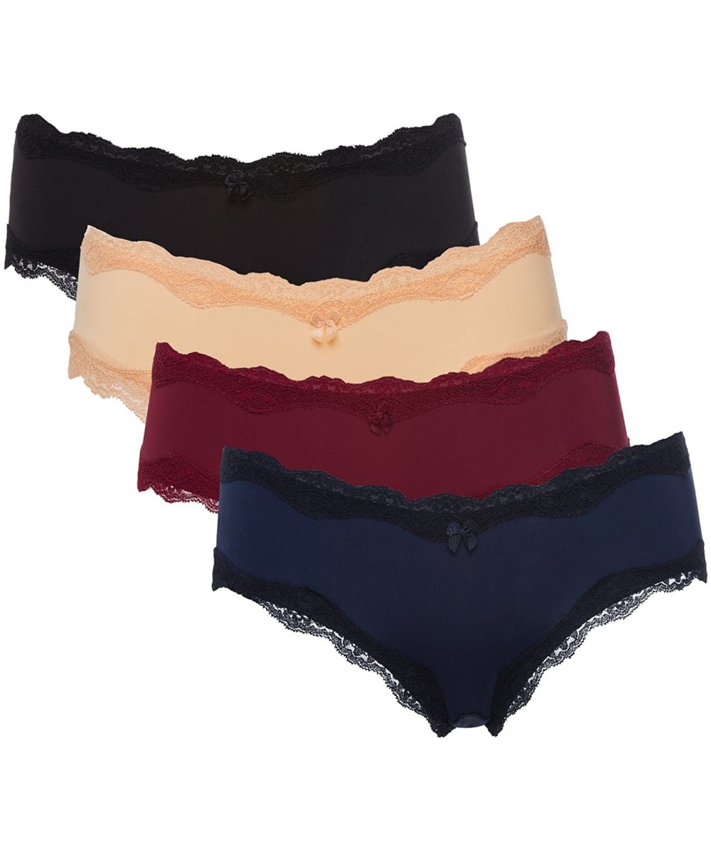 Panties Women's 4 Pack Bikini Panties Lace-Trim Hipster Briefs Underwear - Hipster - CC184RI89MU