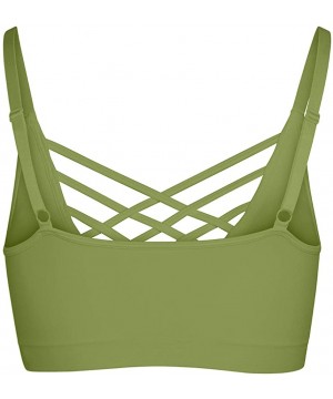 Bras Crisscross Seamless Padded Bralette - Caged Cami Top with Removable Pads Regular to Plus Size - 009_sage - C518DKNIDUT