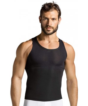 Shapewear Moderate Compression Shirt for Men - Slimming Tank top Undershirt - Black - CQ12I1EO3V5