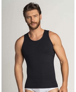 Shapewear Moderate Compression Shirt for Men - Slimming Tank top Undershirt - Black - CQ12I1EO3V5