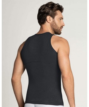 Shapewear Moderate Compression Shirt for Men - Slimming Tank top Undershirt - Black - CQ12I1EO3V5