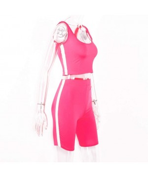 Thermal Underwear Solid Bodycon Two Piece Outfits - Sexy Shorts Sports Running Set - Pink - CX18TQGSWNX