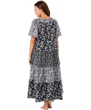 Nightgowns & Sleepshirts Women's Plus Size Tiered Print Lounger Nightgown - Evening Blue Paisley (0200) - CH1906XRDOD