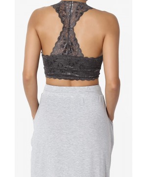 Camisoles & Tanks Paded Racerback Floral Lace Bralette Layering Bra Crop Tank Top - Grey - C418TLMGRRA