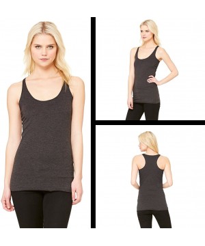 Camisoles & Tanks Funny (Black Print) Let That Sh-t Go Buddha Triblend Racerback Tank Top for Women - Heather Grey - CS18QMO6QAO