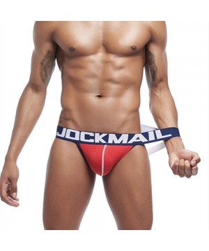 G-Strings & Thongs Sexy Men Jock Strap Underwear Men Mesh Thongs Underwear Briefs Gay Bikini Thongs Men Jockstrap - Red - C41...