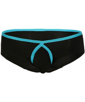 Briefs Men's Ice Silk Underwear Sexy Low Waist Breathable Boxer Briefs - Blue - CZ192A358XY