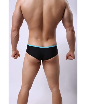 Briefs Men's Ice Silk Underwear Sexy Low Waist Breathable Boxer Briefs - Blue - CZ192A358XY