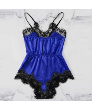 Baby Dolls & Chemises Women Teddy Lingerie Bodysuit Lace Deep V-Neck Sexy Sleepwear Mesh Backless Lace up Halter Nightgown - ...