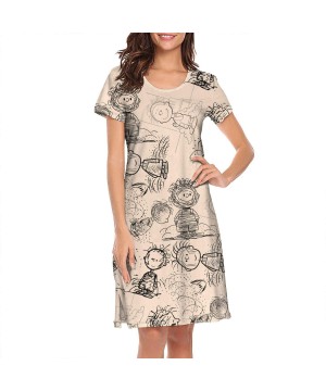 Nightgowns & Sleepshirts Women's Snoopy- Nightgown Printed Nightdress Crew Neck - White-138 - C619C96I37Z