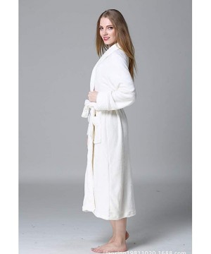 Robes Plush Shawl Collar Long Bathrobe for Women-Ladies Fleece Flannel Robe Warm Nightgown Couple Loungewear - White - CI198D...