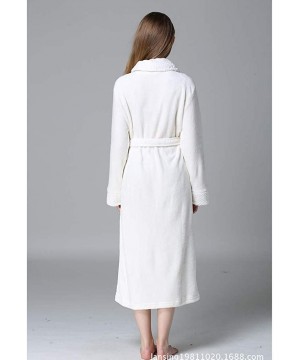 Robes Plush Shawl Collar Long Bathrobe for Women-Ladies Fleece Flannel Robe Warm Nightgown Couple Loungewear - White - CI198D...