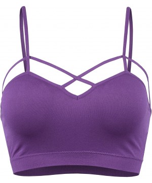 Bustiers & Corsets Womens Seamless Strappy Crisscross Padded Sports Bustier Bra Bralette - Purple-wa581 - C418H4LA5GK