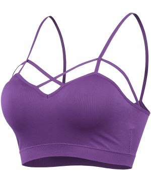 Bustiers & Corsets Womens Seamless Strappy Crisscross Padded Sports Bustier Bra Bralette - Purple-wa581 - C418H4LA5GK