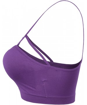 Bustiers & Corsets Womens Seamless Strappy Crisscross Padded Sports Bustier Bra Bralette - Purple-wa581 - C418H4LA5GK