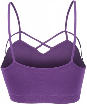 Bustiers & Corsets Womens Seamless Strappy Crisscross Padded Sports Bustier Bra Bralette - Purple-wa581 - C418H4LA5GK