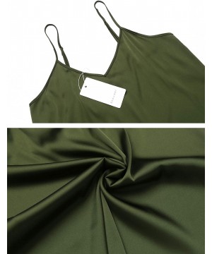 Sets Sleepwear Womens Sexy Lingerie Satin Pajamas Cami Shorts Set Nightwear - Army Green - C818S53E2TH