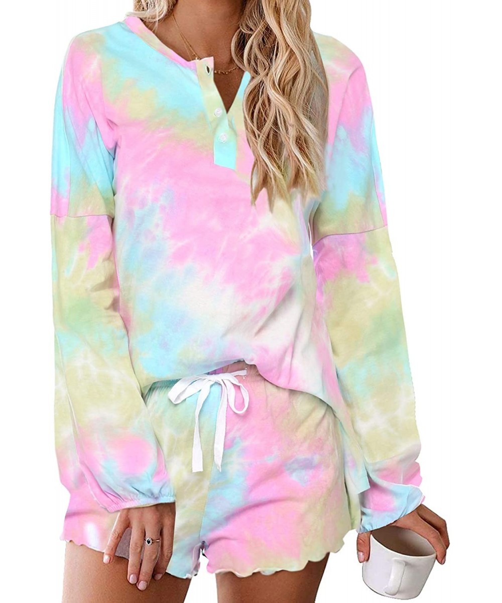 Sets Tie Dye Pajamas Set Womens Loungewear Sleepwear 2 Piece PJ Sets - Appealing Long Sleeve 2 - C319CGD0Z9C