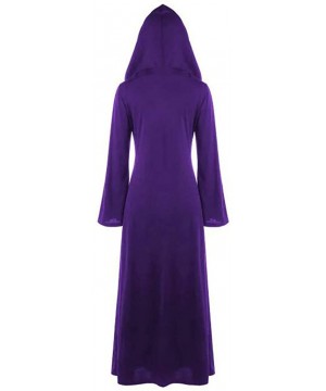 Thermal Underwear Women's Plus Size Halloween Hooded Lace Up Patchwork Long Sleeve Long Maxi Dress - A-purple - C918AMS72RI