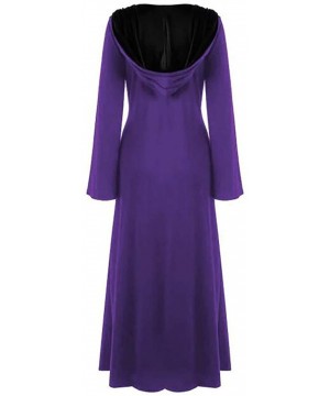 Thermal Underwear Women's Plus Size Halloween Hooded Lace Up Patchwork Long Sleeve Long Maxi Dress - A-purple - C918AMS72RI