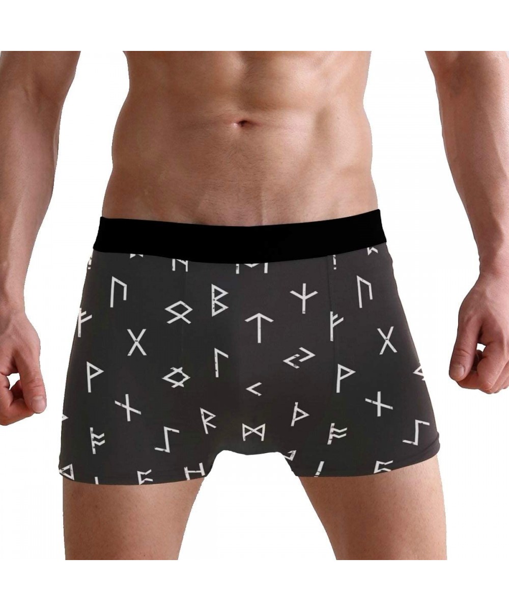 Boxer Briefs Mens Boxer Briefs Underwear Breathable Pouch Soft Underwear - Abstract Futhark Runes on Black Background - CQ18A...