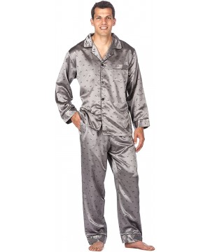 Sleep Sets Satin Pajamas for Men - Silky Pajama Set for Men - Charcoal Boat - C811FQR5HW5