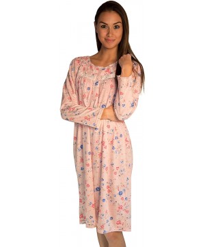 Nightgowns & Sleepshirts Long Sleeve Cotton Nightgown Dress with Flower-Print - Medium to 5X Available (649) - Pink - C0180HI...