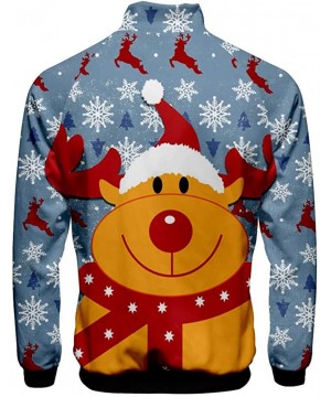 Thermal Underwear Ugly Christmas Man Xmas Jacket Casual 3D Print Santa Sportswear Long Sleeve Coat - Red4 - C719265780G