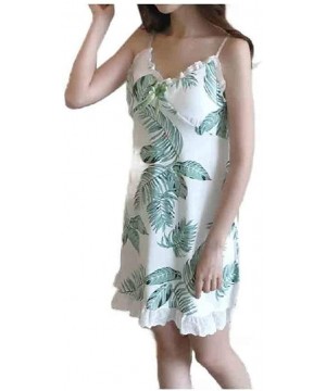 Nightgowns & Sleepshirts Women's Summer Sling Sexy Floral Printed Short Dress V Neck Nightgown - As5 - C81900K5W27