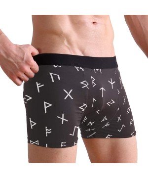 Boxer Briefs Mens Boxer Briefs Underwear Breathable Pouch Soft Underwear - Abstract Futhark Runes on Black Background - CQ18A...