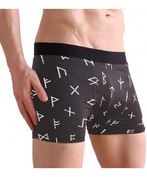 Boxer Briefs Mens Boxer Briefs Underwear Breathable Pouch Soft Underwear - Abstract Futhark Runes on Black Background - CQ18A...