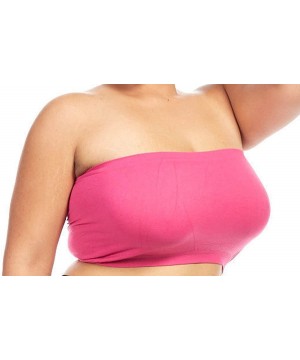 Bras Plus Size Bandeau Tube Bra - Seamless! Many Colors! FITS 1X-2X-3X - Fuchsia - C111ZL5CNQZ