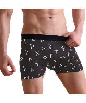 Boxer Briefs Mens Boxer Briefs Underwear Breathable Pouch Soft Underwear - Abstract Futhark Runes on Black Background - CQ18A...