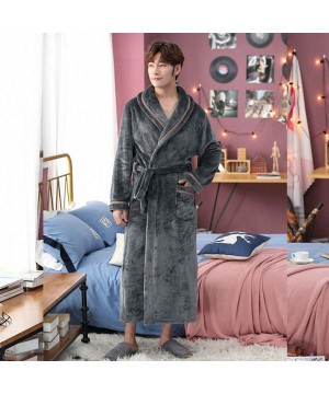 Robes Winter Thick Warm Female Coral Fleece V-Neck Kimono Robe Lovers Couple Nightgown Bath Gown Sleepwear Men Nightwear - Me...