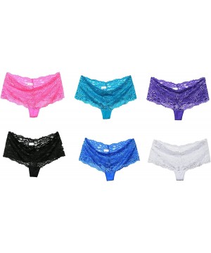 Panties Women's Lace Waist Boy Shorts Panties Pack of 6 - Pack of 6 - CM18RKYXMLY