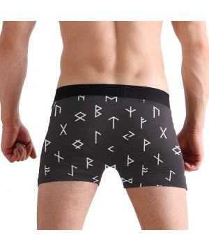 Boxer Briefs Mens Boxer Briefs Underwear Breathable Pouch Soft Underwear - Abstract Futhark Runes on Black Background - CQ18A...