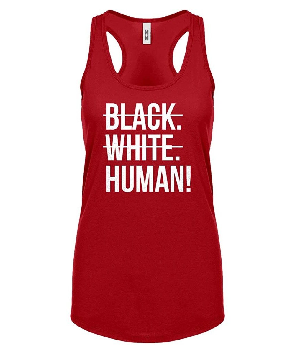 Camisoles & Tanks Black. White. Human! Womens Racerback Tank Top - Red - CS18YGRTA9W