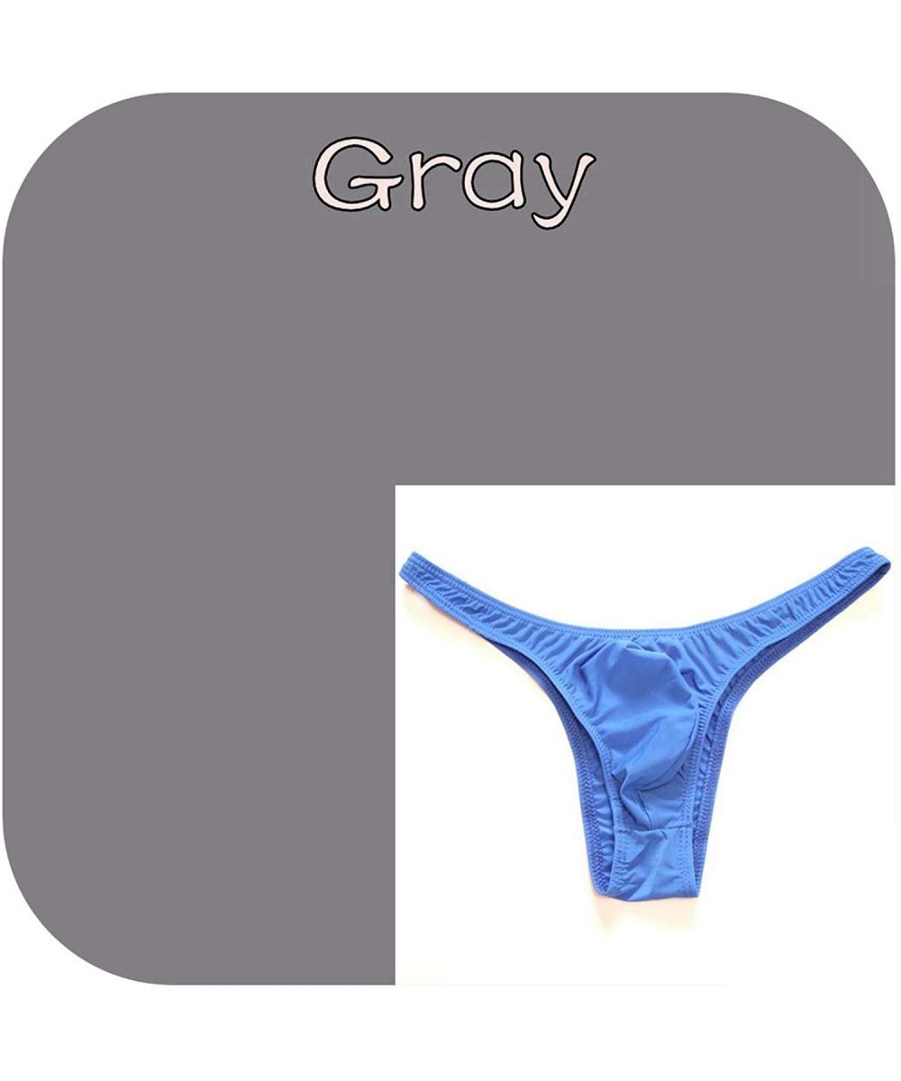 G-Strings & Thongs 2019 Men Thongs Spandex Nylon and G Strings Sexy Pouch Convex Bikini Underwear Cueca Jockss - Gray - C2198...