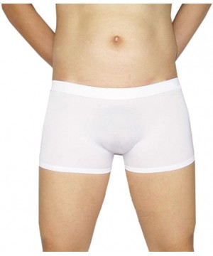 Boxer Briefs Men's Sexy See Through Ice Silk Seamless Boxer Briefs Underwear - White - CW18606IKDC