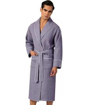 Robes Men's Waffle Robe with Piping - Lightweight Cotton- Full Length Robe- Ultra Soft Spa Sleepwear Bathrobe - Waffle Weave ...