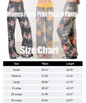 Bottoms Women's Comfy Stretch Floral Print Drawstring Palazzo Wide Leg Lounge Pant - Striped Black - C7199USNY88