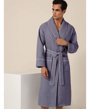 Robes Men's Waffle Robe with Piping - Lightweight Cotton- Full Length Robe- Ultra Soft Spa Sleepwear Bathrobe - Waffle Weave ...