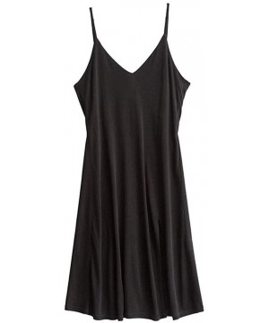 Slips Women Full Slips Real Silk Slips for Women Sexy V Neck Comfortable Slip Dress - Black - CR18UGGY2KA