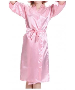 Robes Women Sleep Robe Lounger Bridesmaid Sleepwear Charmeuse Kimono Pink S - Pink - CZ19DCZ94GE