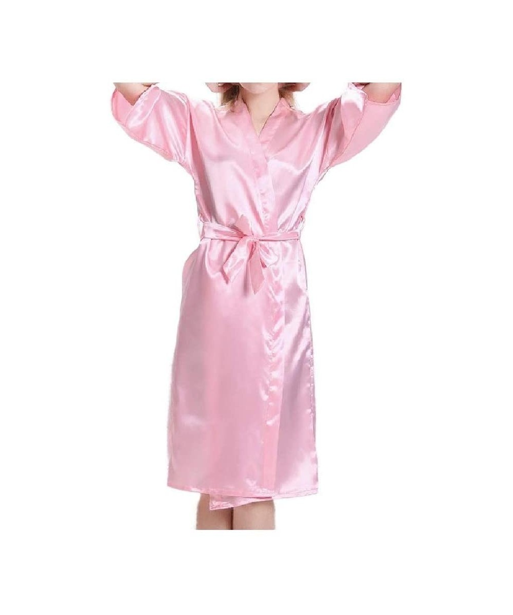 Robes Women Sleep Robe Lounger Bridesmaid Sleepwear Charmeuse Kimono Pink S - Pink - CZ19DCZ94GE